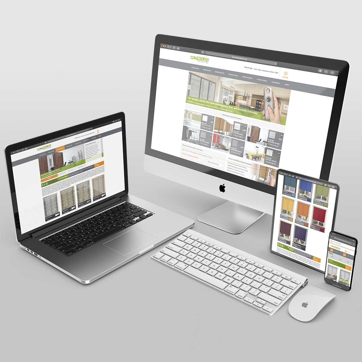 Controliss responsive website design shown on multiple device types