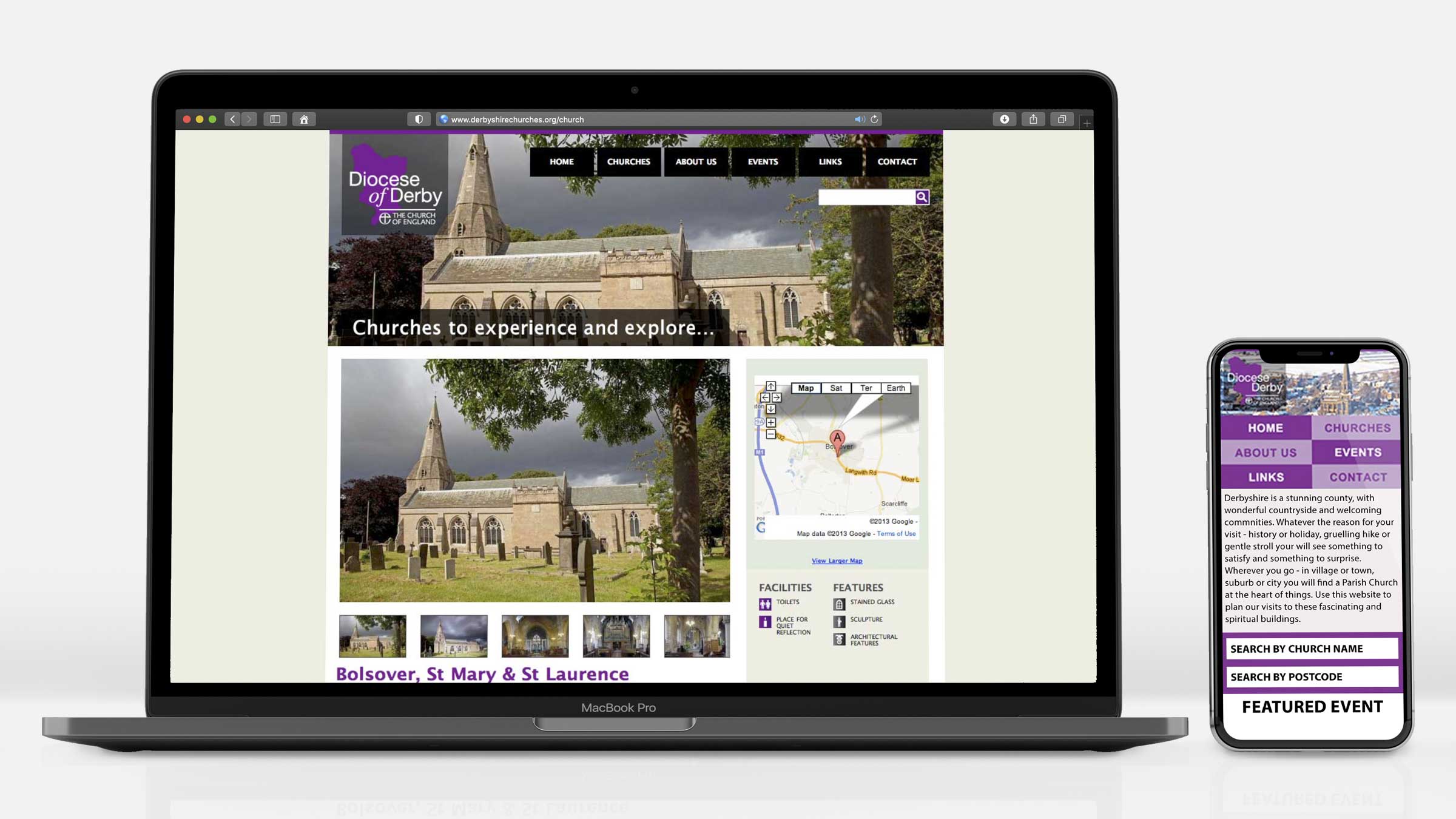 Responsive website for Derby Diocese church tourism project