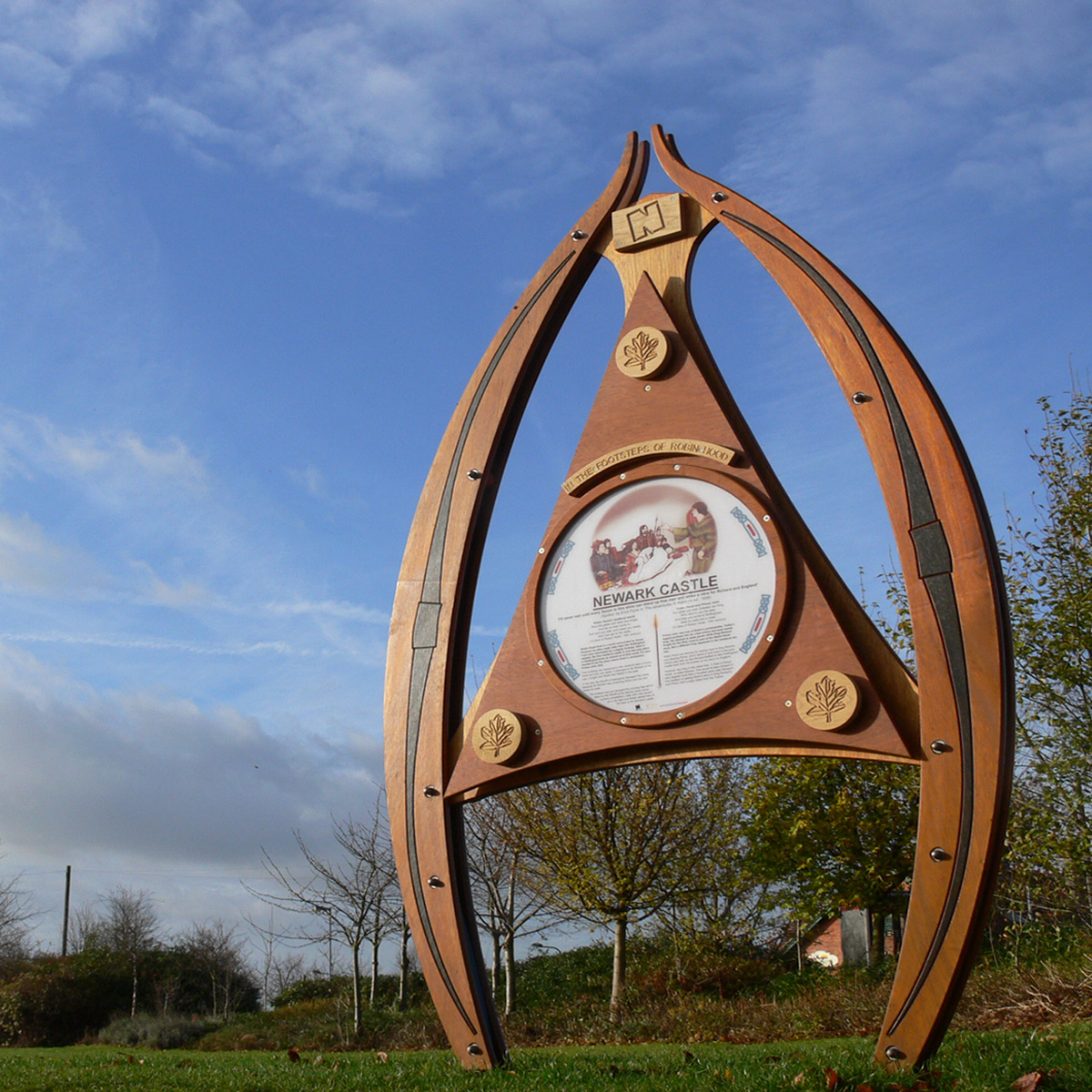 Robin Hood Audio Trail bipod interpretation piece at Newark Castle