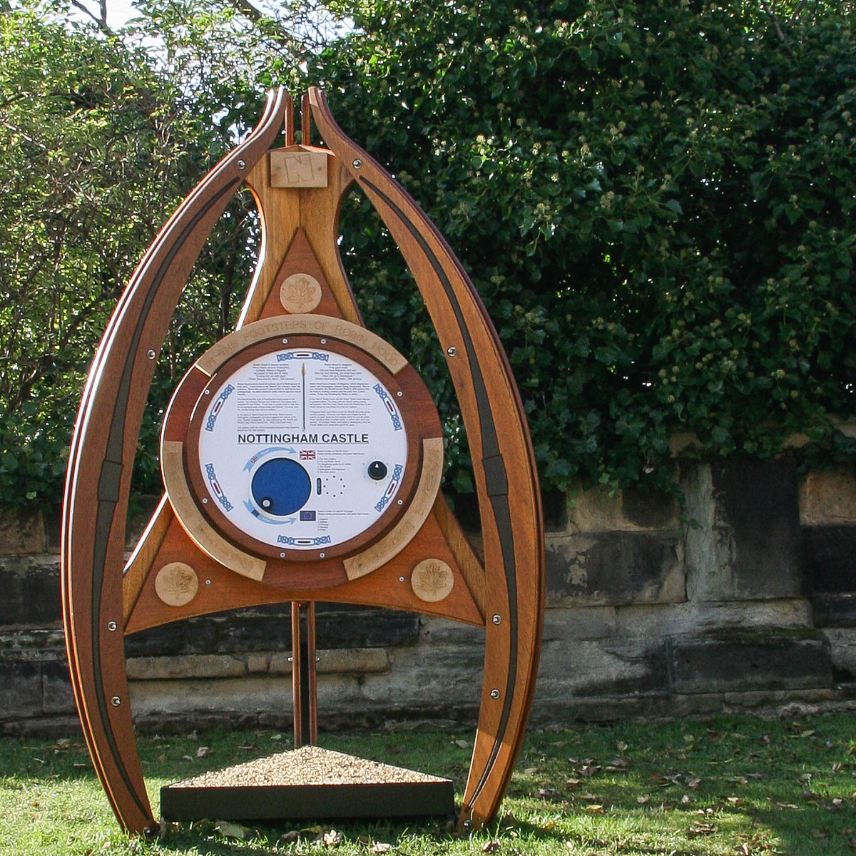 Robin Hood Audio Trail tripod interpretation piece at Nottingham Castle