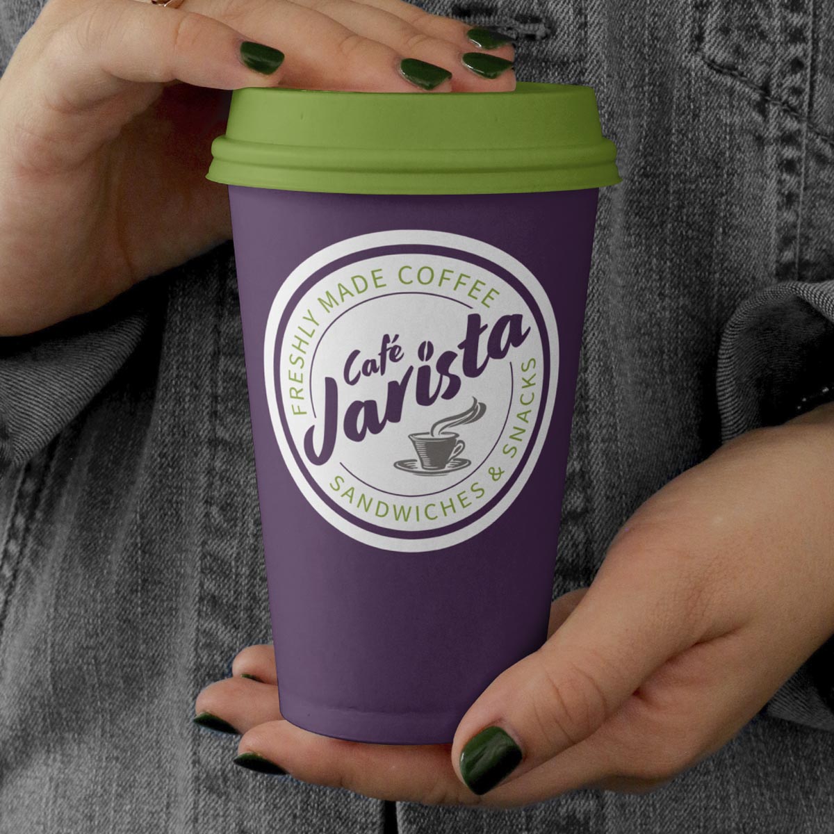 Café Jarista branded coffee cup