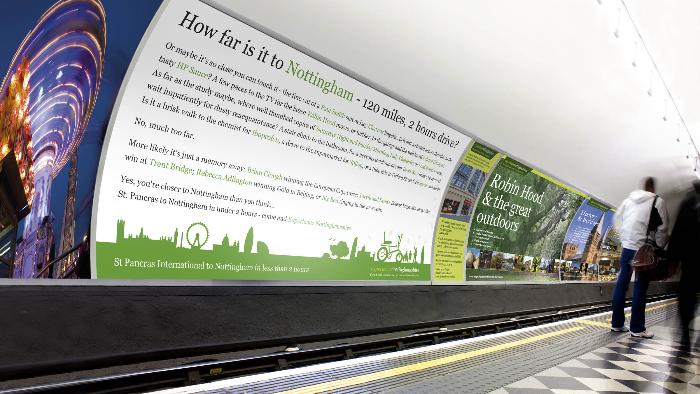 Experience Nottinghamshire advertising concept for the London Underground