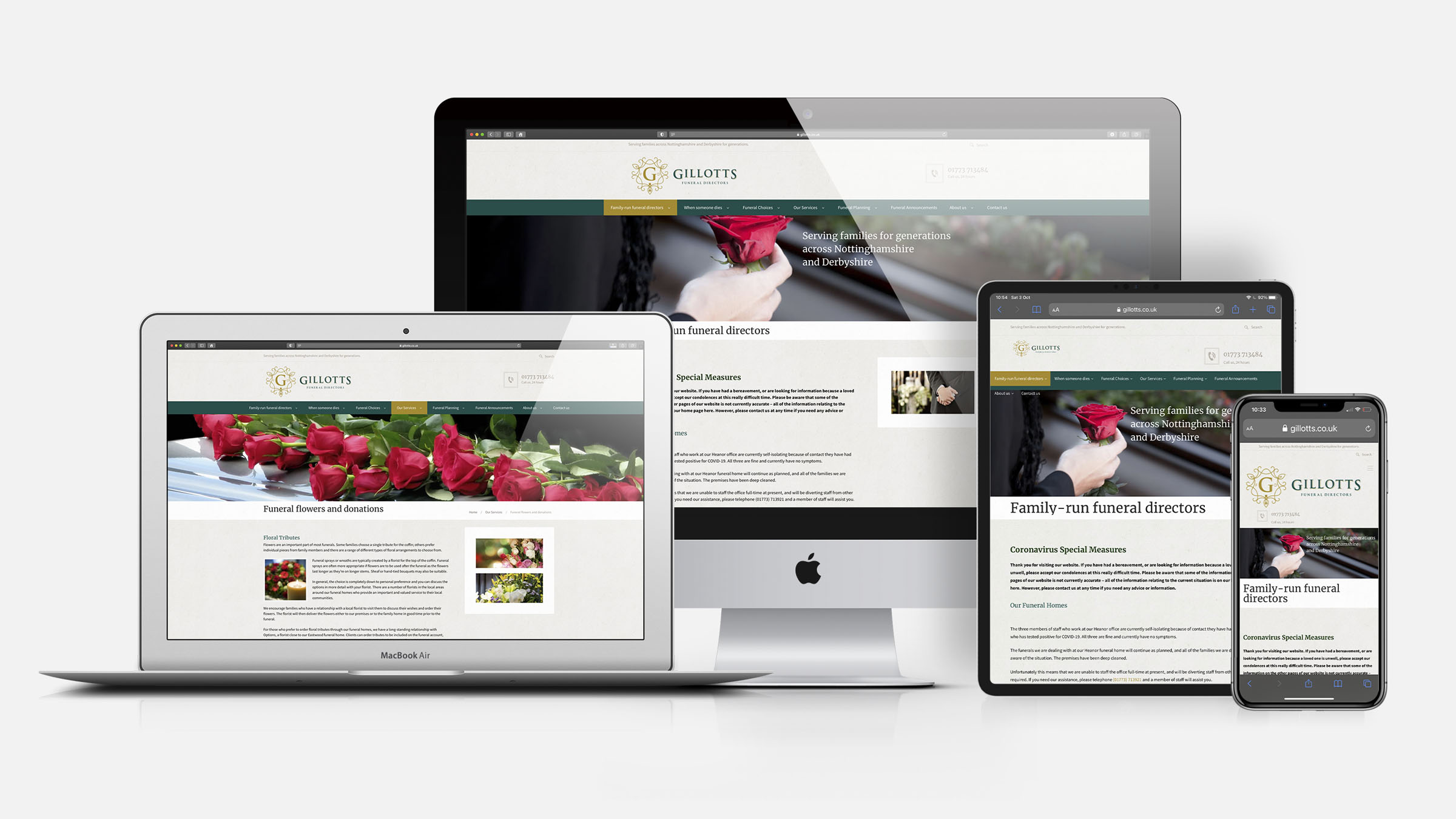 Gillotts Funeral Directors responsive website