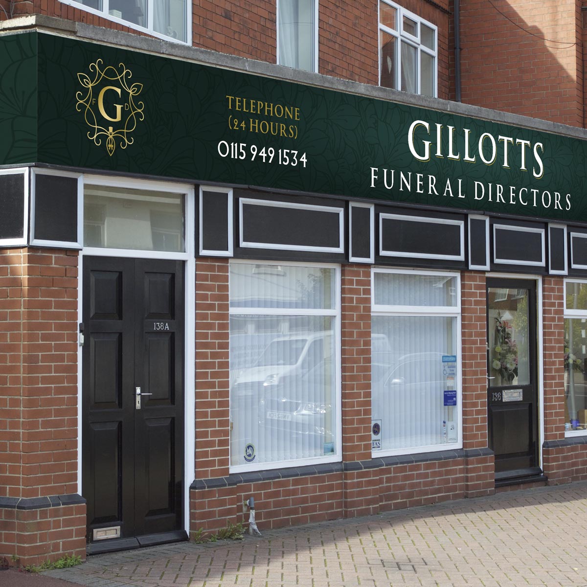 Gillotts Funeral Directors branch signage